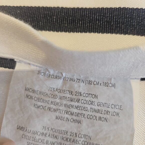 Kate Spade New York Harbour Stripe Navy and White Shower Curtain 72 X 72 Coastal - Picture 9 of 9